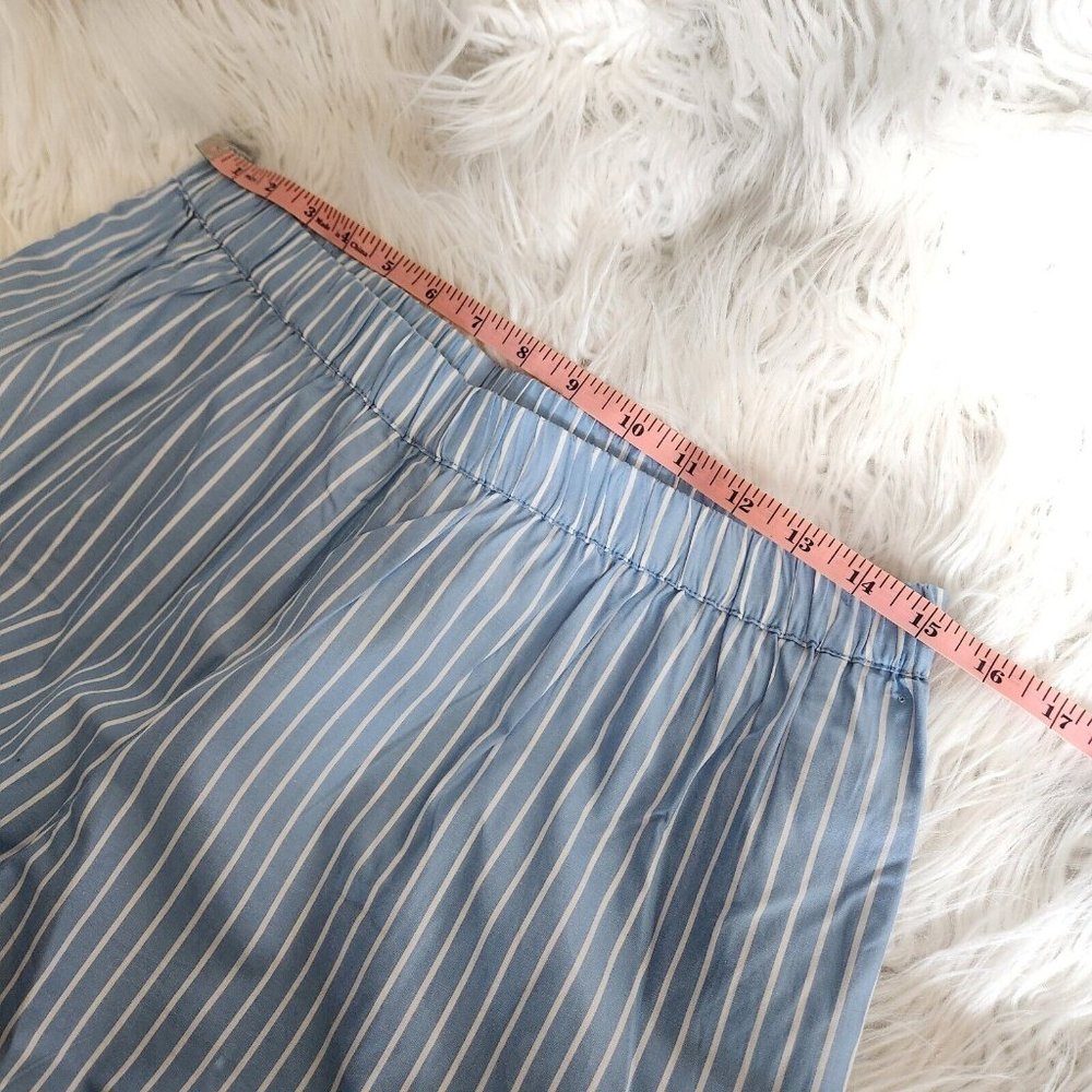 LAKE Pajama 2-PC Set LARGE Top Shorts Blue White Stripe 100% Cotton - Picture 7 of 16